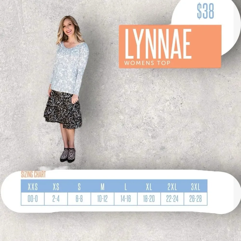 LuLaRoe Lynnae Long Sleeve Shirt-Size 2XL- Solid Blue Print-NWT - Picture 5 of 5